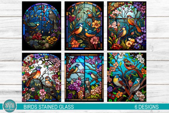 Download Birds on Flowers Stained Glass - Glass Collection