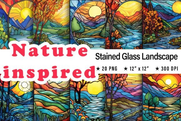 Download Nature-Inspired Stained Glass Landscape - Glass Collection