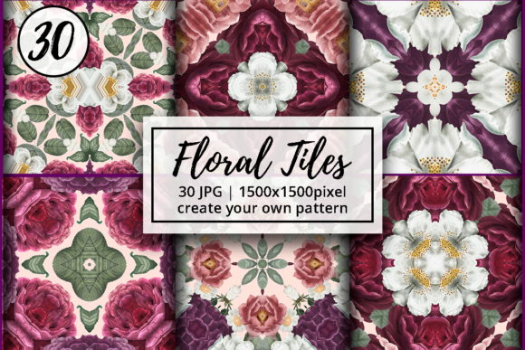 Download Watercolor Floral Tiles | Digital Paper - Floral tiles Collection