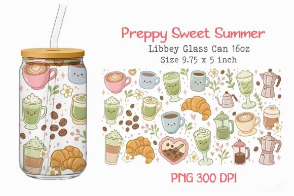 Download Preppy Sweet Summer 16oz Glass Can Wrap - Glass Collection