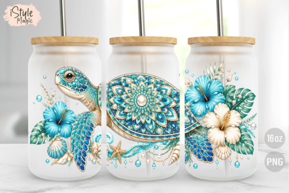 Download Sea Turtle Summer 16 Oz Glass Can Wrap - Glass Collection