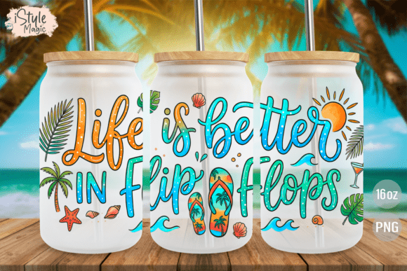 Download Summer Flip Flops 16oz Glass Can Wrap - Glass Collection
