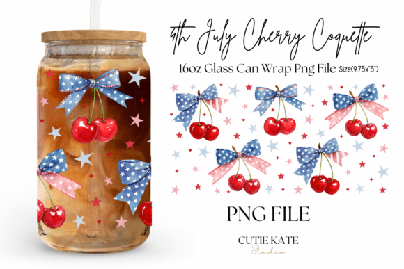 Download 4th July Cherry Coquette Glass Can Wrap - Glass Collection
