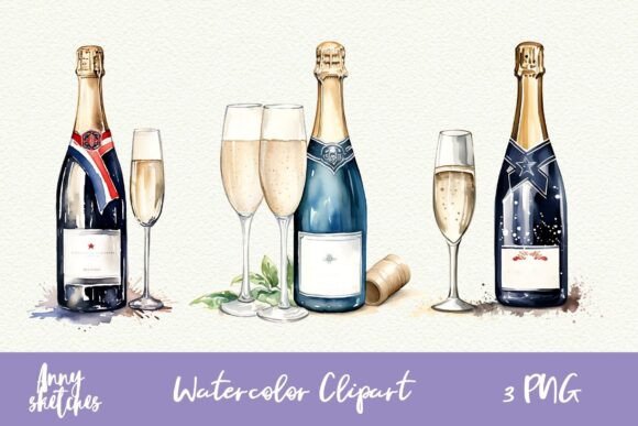 Download Champagne Bottle and Glass Clipart PNG - Glass Collection
