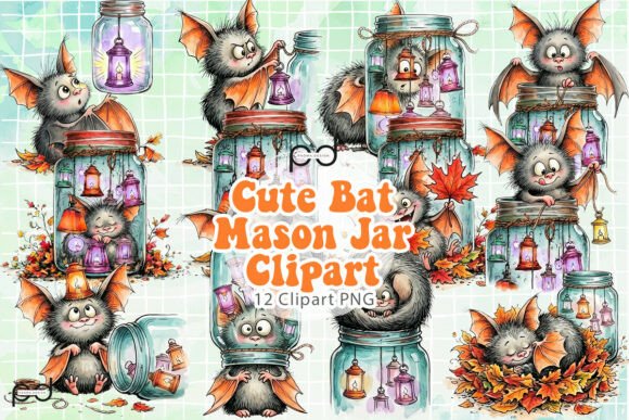 Download Cute Bat Mason Jar Graphics - Graphic Collection
