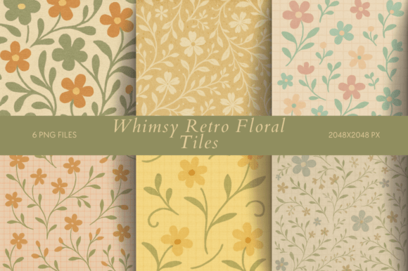 Download Whimsy Retro Floral Tiles - Floral tiles Collection