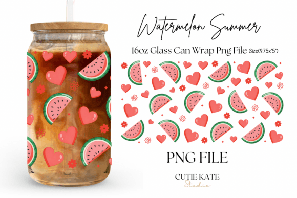 Download Watermelon Summer Fruit Glass Can Wrap - Glass Collection