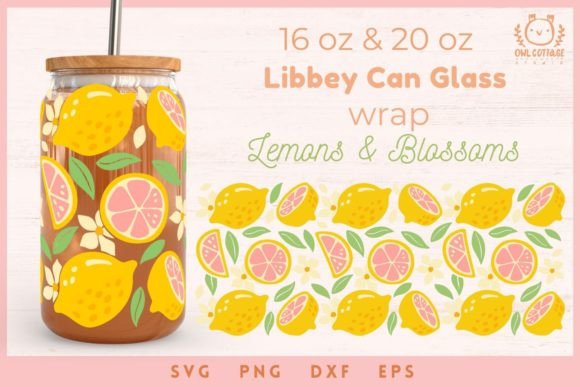Download Summer Lemons Glass Can Wrap - Glass Collection