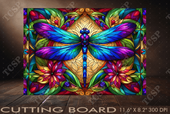 Download Stained Glass Dragonfly Cutting Board - Glass Collection